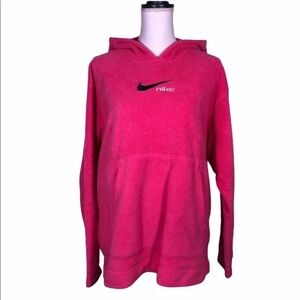 NIKE Swoosh Logo Hooded Fleece Hot Pink Sweatshirt
